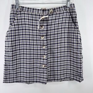 Vintage Plaid Mini Skirt Sz 8* 90s Academia Preppy Twee Old Money Navy Gray